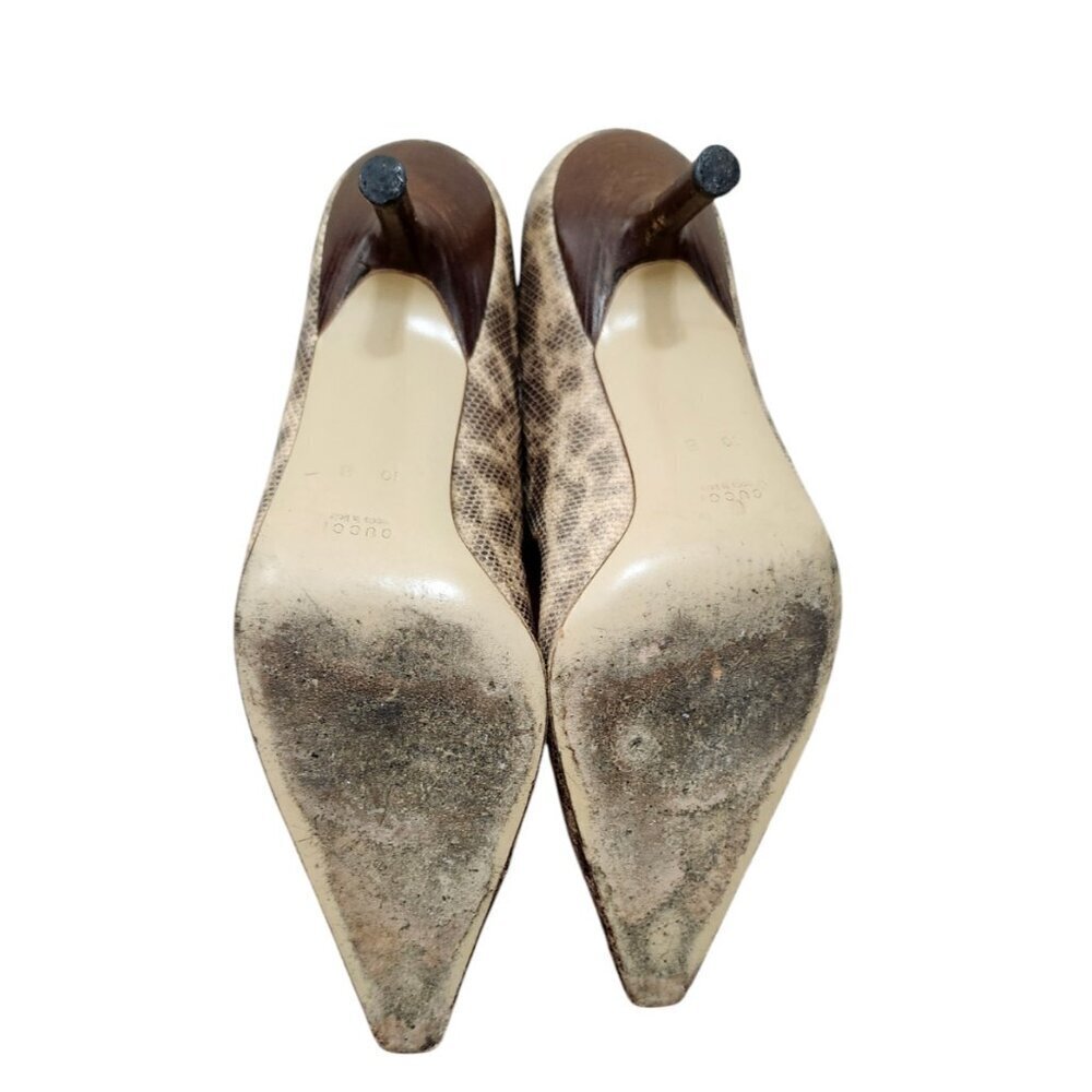 Gucci leather brown animal print stiletto heel size 10 B - Picture 10 of 13